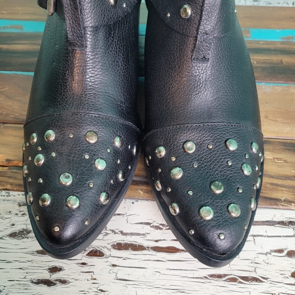 NWOT Musse & Cloud black leather studded boots - Picture 2 of 9